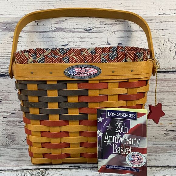 Longaberger 25th Anniversary‎ Basket 1973-1998 Collector American Flag Liner